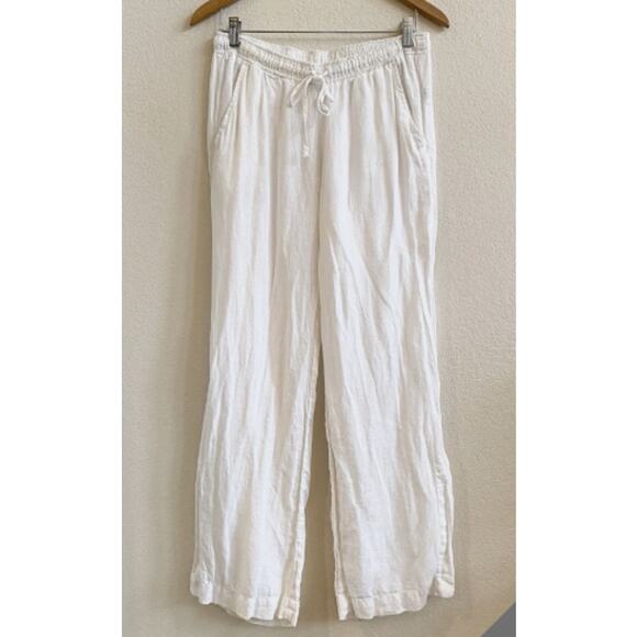 Bella Dahl Pants - Bella Dahl White Linen Wide Leg Pants sz M
